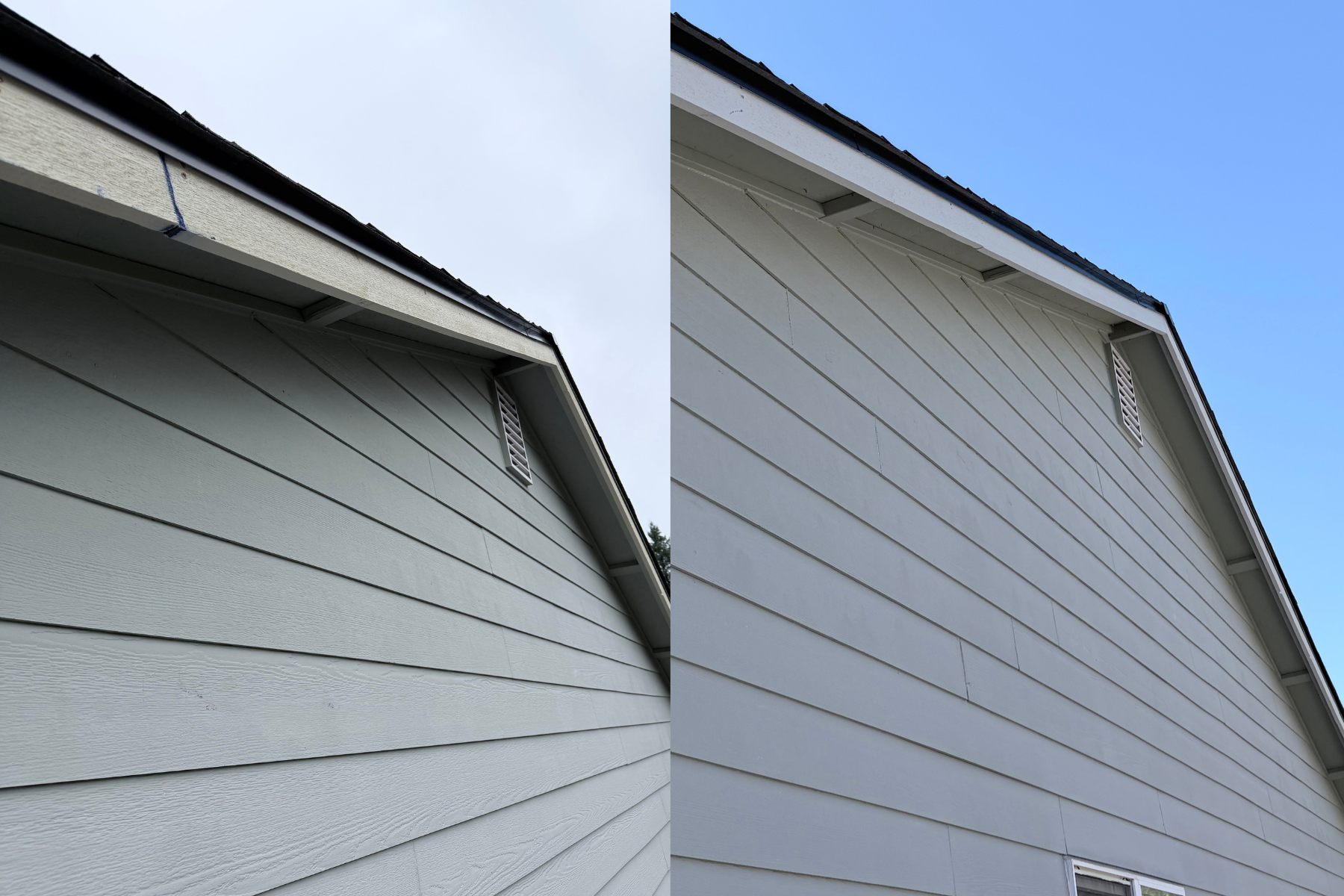 Exterior siding and fascia repainted in Snohomish County — before and after